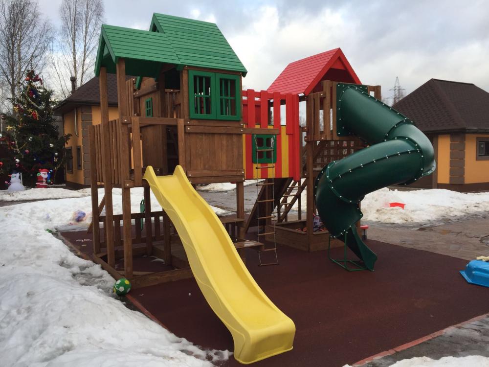Детская площадка из дерева для дачи и общественных территорий "ДеЛюкс"